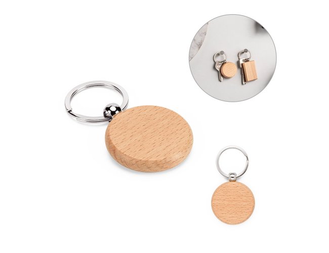 Chaveiro redondo em madeira de faia
