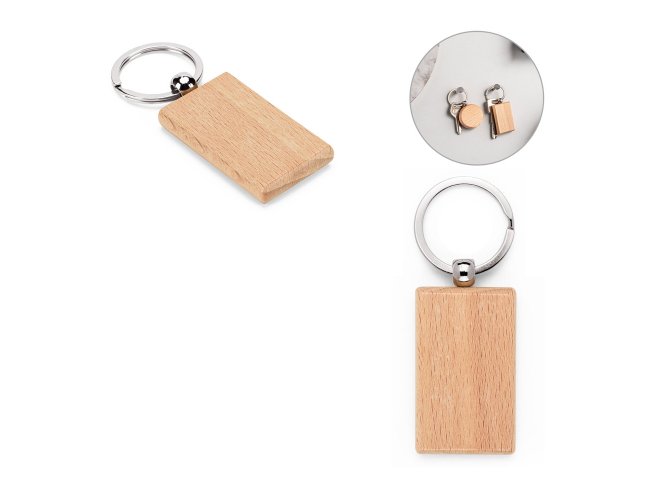 Chaveiro retangular em madeira de faia
