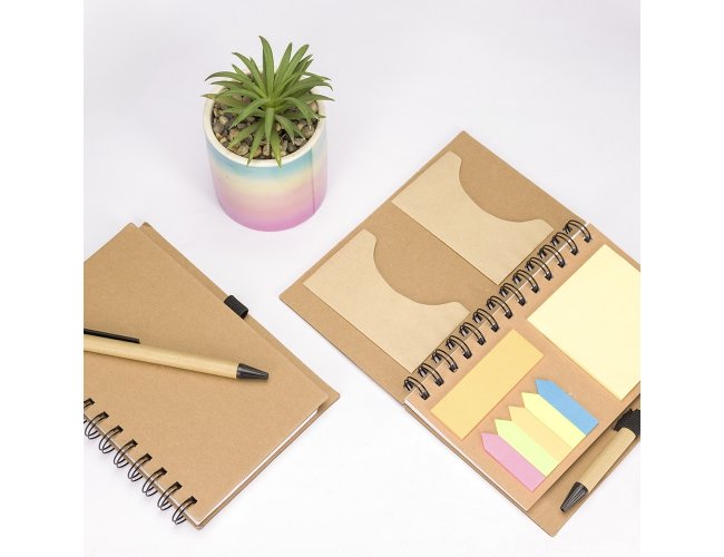 Caderno Ecológico com Autoadesivos e Caneta