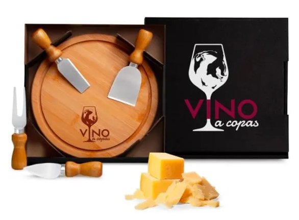 Conj. Para Queijo Em Bambu / Madeira / Inox - 5 Ps