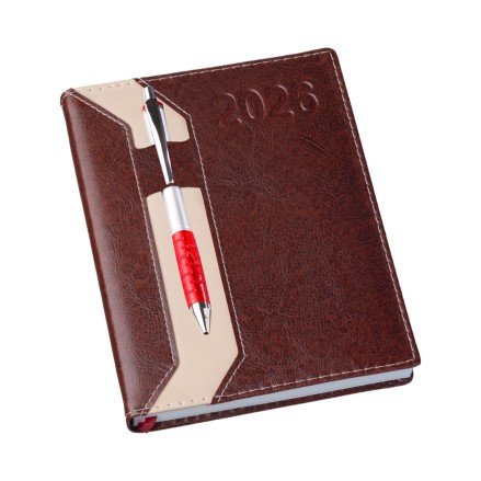Agenda Clssica com Suporte de Caneta Marrom